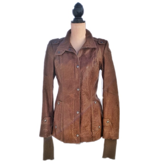 Danier Leather Jacket w/Sweater Cuff Sleeves